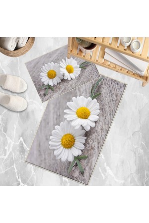 Gri Sarı Papatya Desenli 2 li Klozet Takımı Banyo Paspas Halısı Kaymaz Yıkanabilir Gri Sarı Papatya Desenli 2 li Klozet Takımı Banyo Paspas Halısı Kaymaz Yıkanabilir