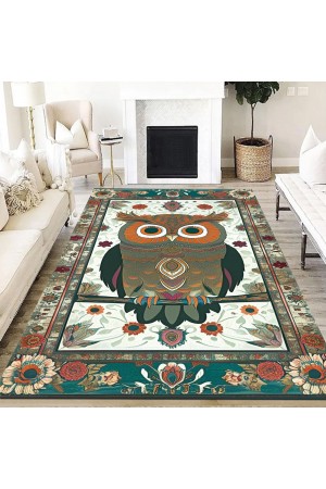 Baykuş Desenli Dokuma Şönil Kilim Halı Yıkanabilir Salon Oturma Odası Mutfak Halısı Baykuş Desenli Dokuma Şönil Kilim Halı Yıkanabilir Salon Oturma Odası Mutfak Halısı
