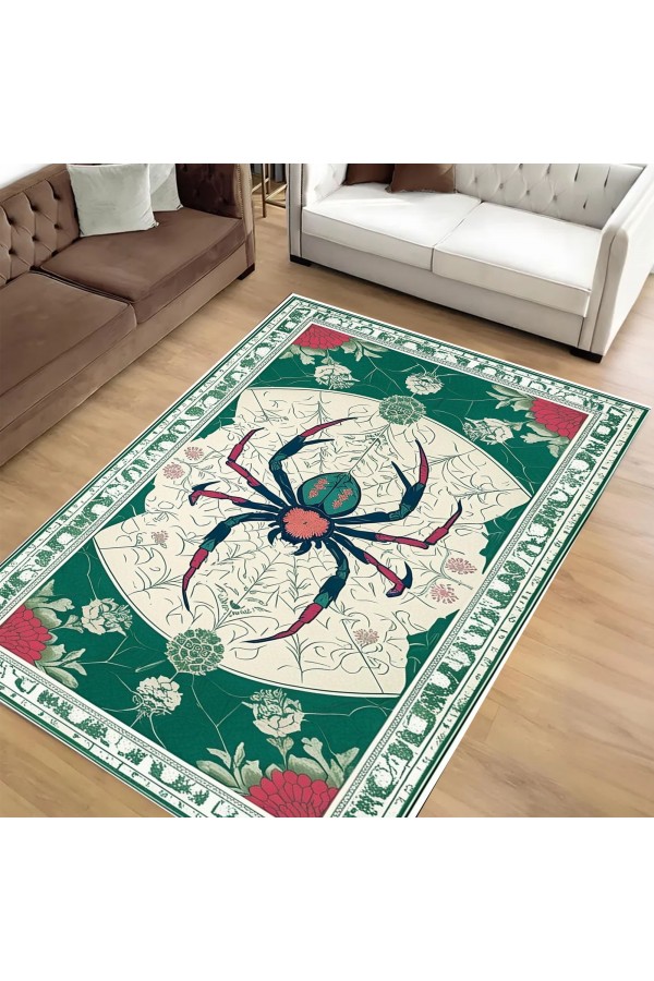 Örümcek Desenli Dokuma Şönil Kilim Halı Yıkanabilir Salon Oturma Odası Mutfak Halısı