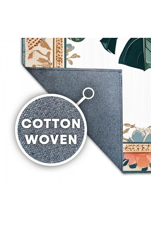 Deve Tabanı Yaprak Desenli Dokuma Şönil Kilim Halı Yıkanabilir Salon Oturma Odası Mutfak Halısı