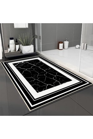 Gri Siyah Mermer Desenli Tekli Banyo Paspas Halısı Kaymaz Yıkanabilir Gri Siyah Mermer Desenli Tekli Banyo Paspas Halısı Kaymaz Yıkanabilir