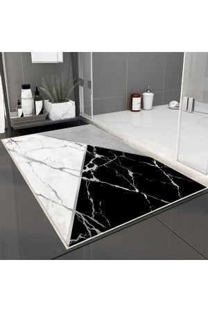 Gri Siyah Karolar Desenli Tekli Banyo Paspas Halısı Kaymaz Yıkanabilir Gri Siyah Karolar Desenli Tekli Banyo Paspas Halısı Kaymaz Yıkanabilir