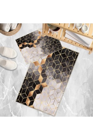 Gri Çizgi Mermer Desenli 2 li Klozet Takımı Banyo Paspas Halısı Kaymaz Yıkanabilir Gri Çizgi Mermer Desenli 2 li Klozet Takımı Banyo Paspas Halısı Kaymaz Yıkanabilir