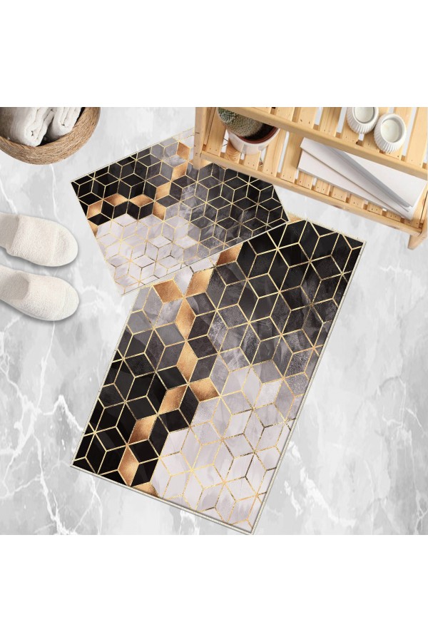 Gri Çizgi Mermer Desenli 2 li Klozet Takımı Banyo Paspas Halısı Kaymaz Yıkanabilir Gri Çizgi Mermer Desenli 2 li Klozet Takımı Banyo Paspas Halısı Kaymaz Yıkanabilir
