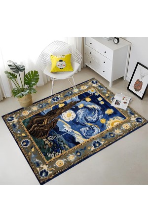 Van Gogh Yıldızlı Geceler Tablo Desenli Dokuma Şönil Kilim Halı Yıkanabilir Salon Oturma Odası Mutfak Halısı Van Gogh Yıldızlı Geceler Tablo Desenli Dokuma Şönil Kilim Halı Yıkanabilir Salon Oturma Odası Mutfak Halısı