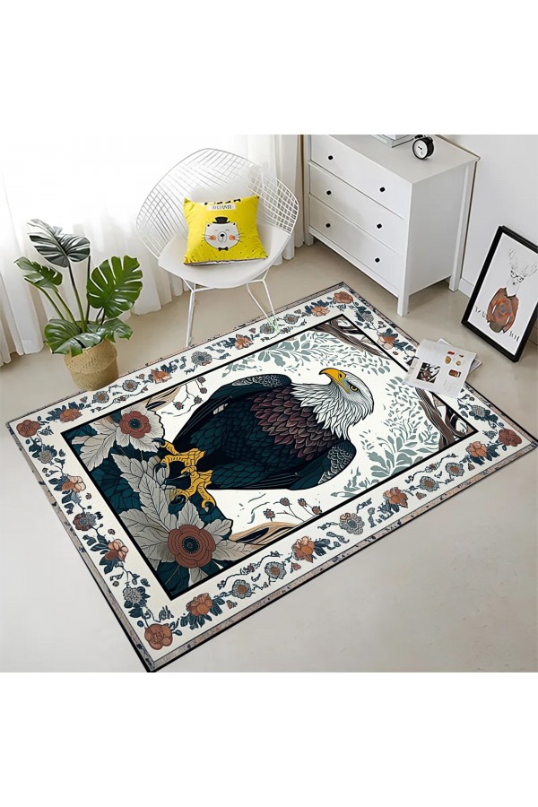 Kartal Desenli Dokuma Şönil Kilim Halı Yıkanabilir Salon Oturma Odası Mutfak Halısı