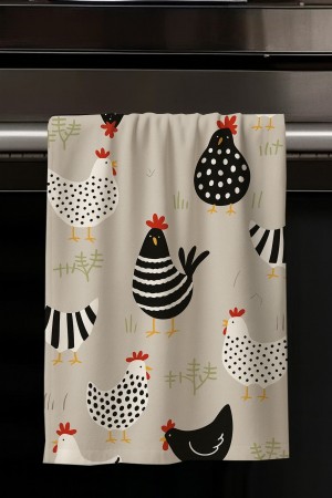 Horoz Tavuk Desenli Dekoratif Yıkanabilir Pamuklu Mutfak Fırın El Havlusu Horoz Tavuk Desenli Dekoratif Yıkanabilir Pamuklu Mutfak Fırın El Havlusu