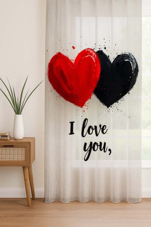 Love You Kalpler Desenli Dijital Baskı Fon Perde Salon Mutfak Yatak Odası 140x260cm Love You Kalpler Desenli Dijital Baskı Fon Perde Salon Mutfak Yatak Odası 140x260cm
