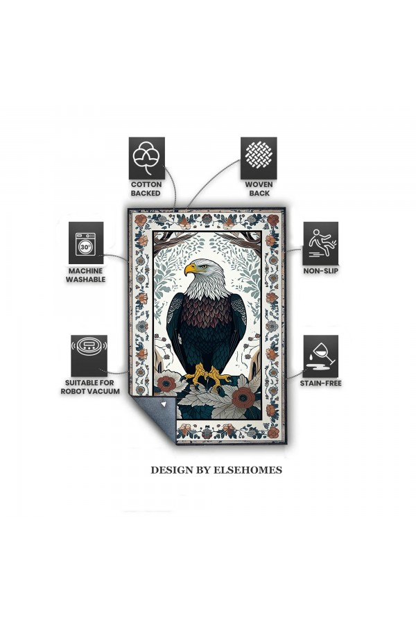 Kartal Desenli Dokuma Şönil Kilim Halı Yıkanabilir Salon Oturma Odası Mutfak Halısı