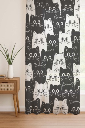 Siyah Beyaz Kediler Desenli Dijital Baskı Fon Perde Salon Mutfak Yatak Odası 140x260cm Siyah Beyaz Kediler Desenli Dijital Baskı Fon Perde Salon Mutfak Yatak Odası 140x260cm