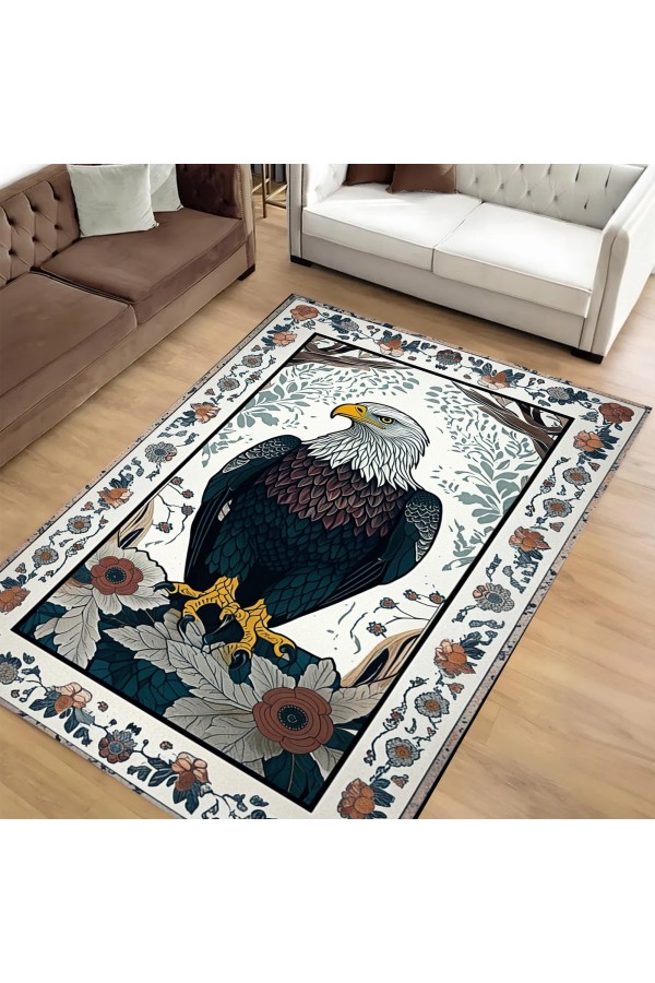 Kartal Desenli Dokuma Şönil Kilim Halı Yıkanabilir Salon Oturma Odası Mutfak Halısı