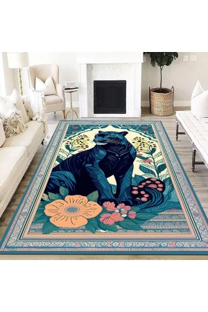 Jaguar Desenli Dokuma Şönil Kilim Halı Yıkanabilir Salon Oturma Odası Mutfak Halısı Jaguar Desenli Dokuma Şönil Kilim Halı Yıkanabilir Salon Oturma Odası Mutfak Halısı