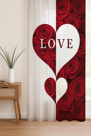 Kırmızı Beyaz Kalp Aşk Çiçekli Desenli Dijital Baskı Fon Perde Salon Mutfak Yatak Odası 140x260cm Kırmızı Beyaz Kalp Aşk Çiçekli Desenli Dijital Baskı Fon Perde Salon Mutfak Yatak Odası 140x260cm
