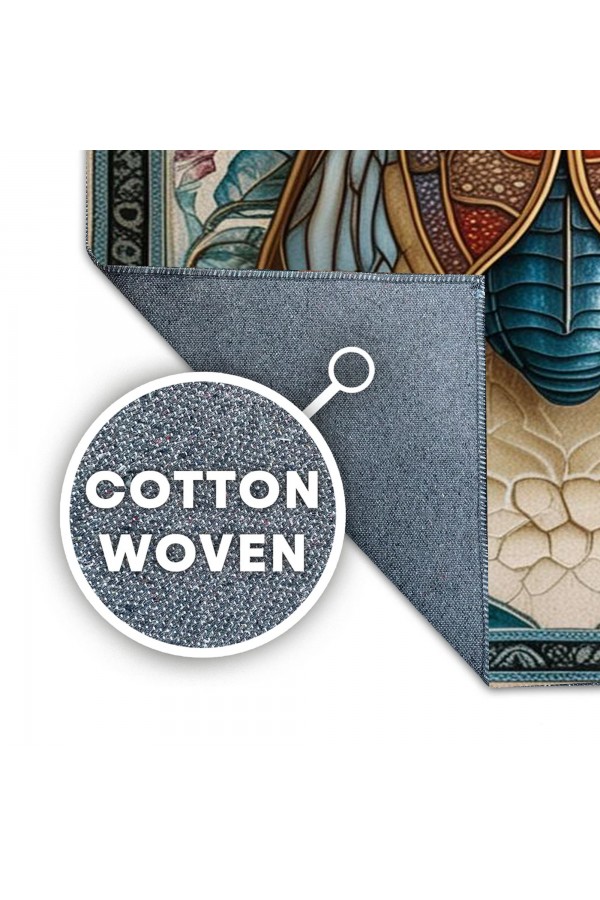 Ağustos Böceği Desenli Dokuma Şönil Kilim Halı Yıkanabilir Salon Oturma Odası Mutfak Halısı