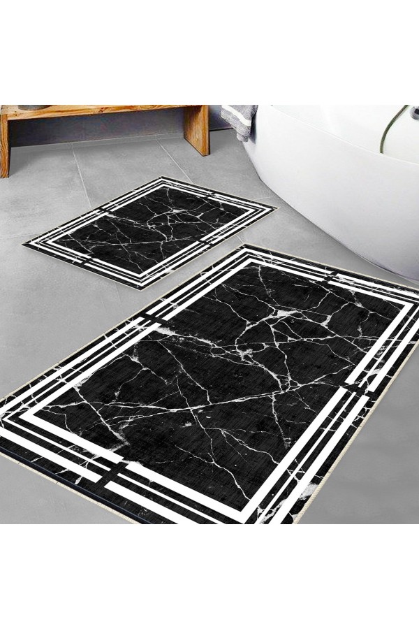 Mavi Sarı Karolar Desenli 2 li Klozet Takımı Banyo Paspas Halısı Kaymaz Yıkanabilir Mavi Sarı Karolar Desenli 2 li Klozet Takımı Banyo Paspas Halısı Kaymaz Yıkanabilir