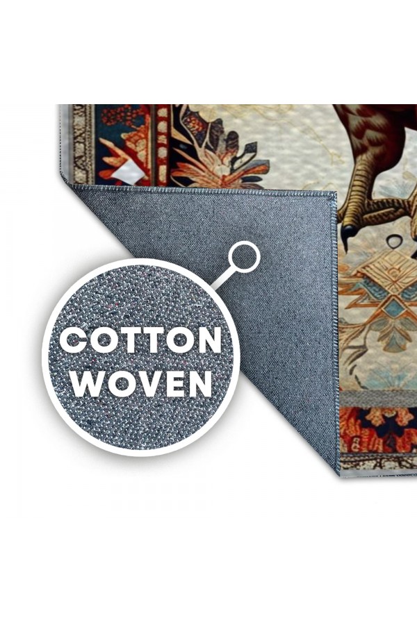 Retro Atmaca Desenli Dokuma Şönil Kilim Halı Yıkanabilir Salon Oturma Odası Mutfak Halısı
