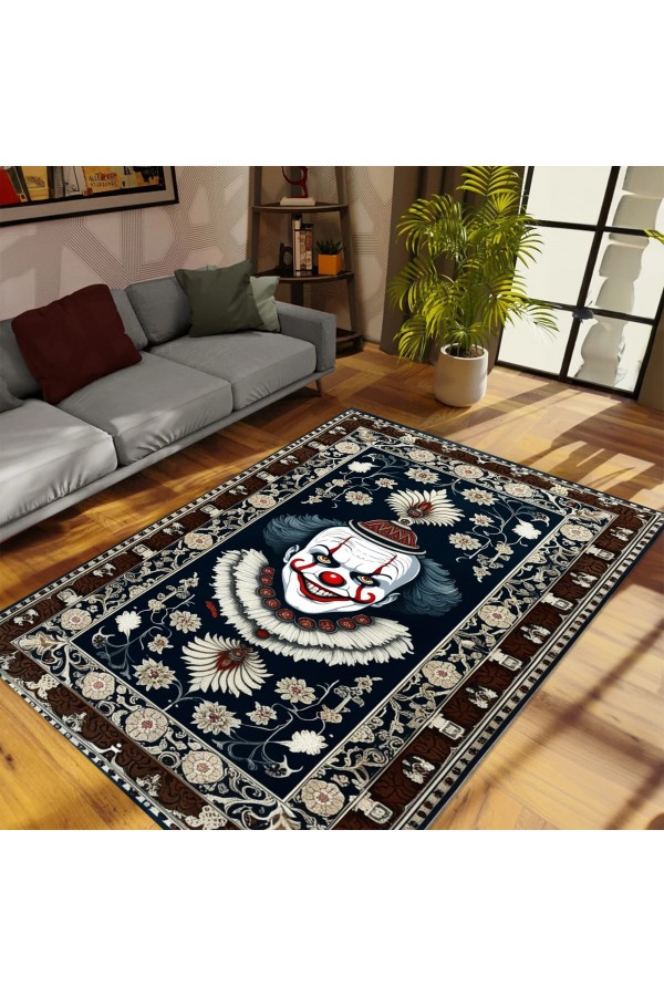 Gotik Korku Palyanço Desenli Dokuma Şönil Kilim Halı Yıkanabilir Salon Oturma Odası Mutfak Halısı