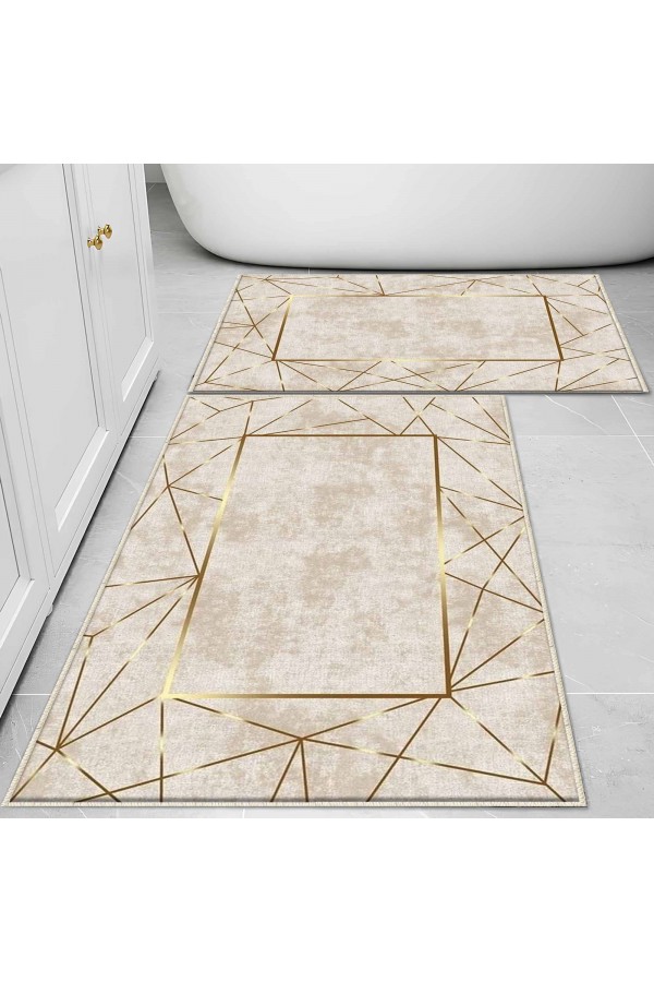 Sarı Mermer Desenli 2 li Klozet Takımı Banyo Paspas Halısı Kaymaz Yıkanabilir Sarı Mermer Desenli 2 li Klozet Takımı Banyo Paspas Halısı Kaymaz Yıkanabilir