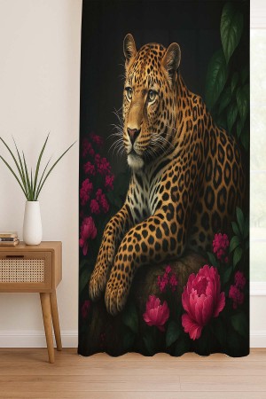 Leopar Gül Desenli Dijital Baskı Fon Perde Salon Mutfak Yatak Odası 140x260cm Leopar Gül Desenli Dijital Baskı Fon Perde Salon Mutfak Yatak Odası 140x260cm