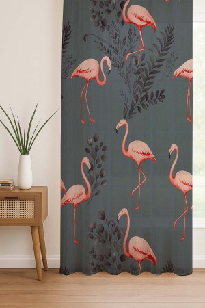 Pembe Flamingo Gri Desenli Dijital Baskı Fon Perde Salon Mutfak Yatak Odası 140x260cm Pembe Flamingo Gri Desenli Dijital Baskı Fon Perde Salon Mutfak Yatak Odası 140x260cm