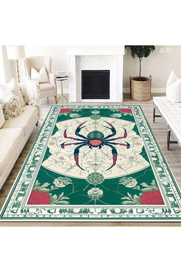Örümcek Desenli Dokuma Şönil Kilim Halı Yıkanabilir Salon Oturma Odası Mutfak Halısı