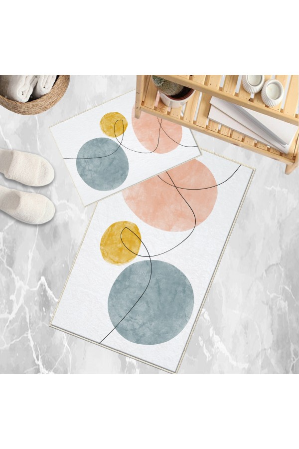 Renkli Minimal Desenli 2 li Klozet Takımı Banyo Paspas Halısı Kaymaz Yıkanabilir Renkli Minimal Desenli 2 li Klozet Takımı Banyo Paspas Halısı Kaymaz Yıkanabilir