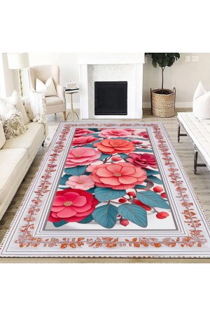 Renkli Çiçek Desenli Dokuma Şönil Kilim Halı Yıkanabilir Salon Oturma Odası Mutfak Halısı Renkli Çiçek Desenli Dokuma Şönil Kilim Halı Yıkanabilir Salon Oturma Odası Mutfak Halısı