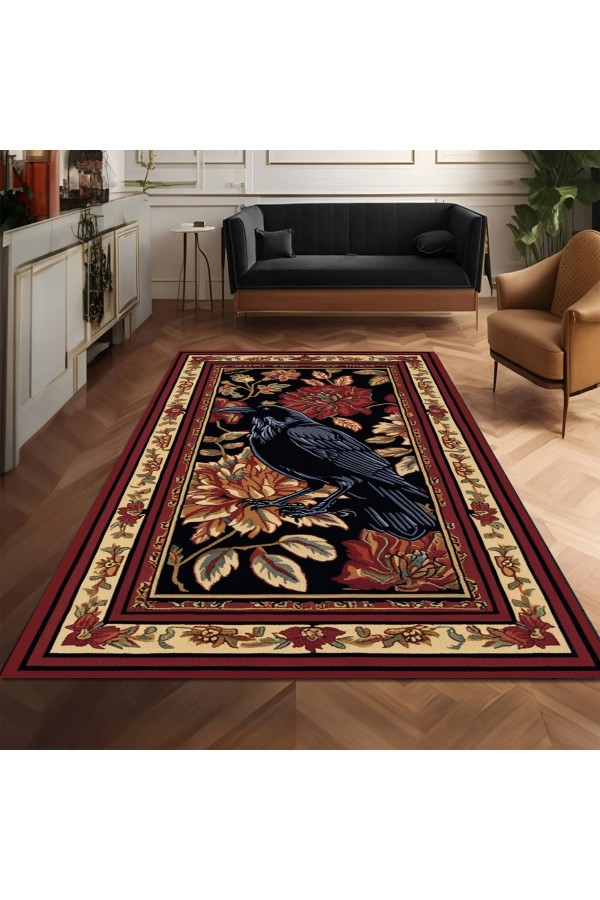 Gotik Karga Desenli Dokuma Şönil Kilim Halı Yıkanabilir Salon Oturma Odası Mutfak Halısı