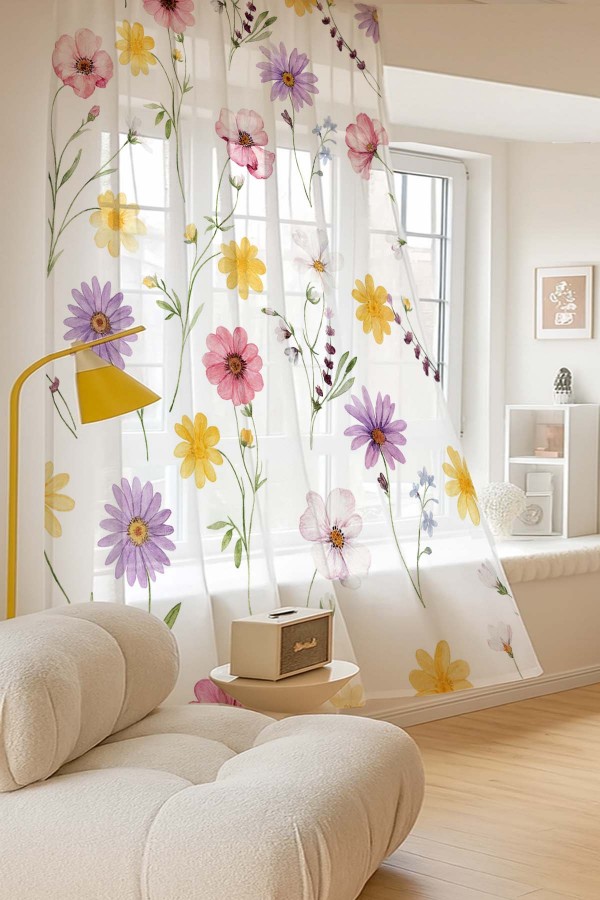 Renkli Bahar Çiçekleri Desenli Dijital Baskı Fon Perde Salon Mutfak Yatak Odası 140x260cm Renkli Bahar Çiçekleri Desenli Dijital Baskı Fon Perde Salon Mutfak Yatak Odası 140x260cm