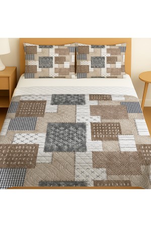 Kahverengi Geometrik Retro Desenli Çift Kişilik Pike Takımı Yatak Örtüsü Kahverengi Geometrik Retro Desenli Çift Kişilik Pike Takımı Yatak Örtüsü