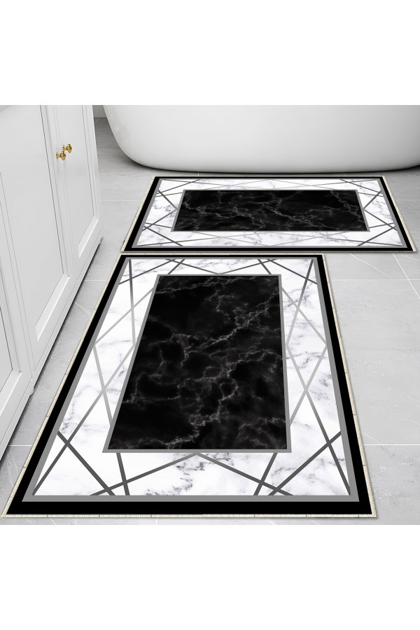 Renkli Çizgiler Desenli 2 li Klozet Takımı Banyo Paspas Halısı Kaymaz Yıkanabilir Renkli Çizgiler Desenli 2 li Klozet Takımı Banyo Paspas Halısı Kaymaz Yıkanabilir