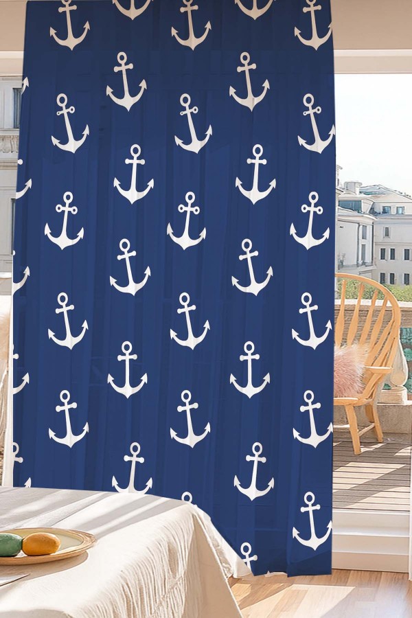 Mavi Denizci Çapa Desenli Dijital Baskı Fon Perde Salon Mutfak Yatak Odası 140x260cm Mavi Denizci Çapa Desenli Dijital Baskı Fon Perde Salon Mutfak Yatak Odası 140x260cm