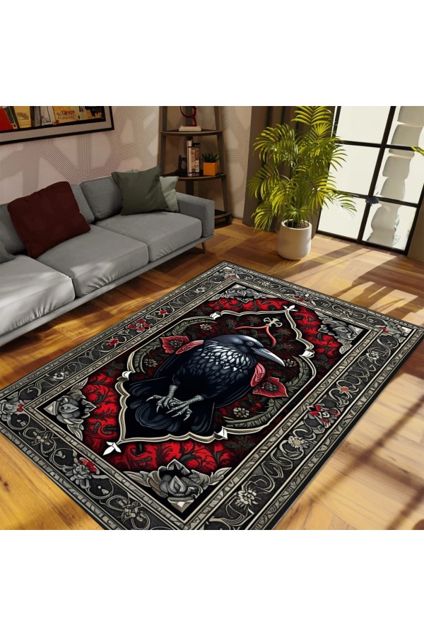 Gotik Karga Desenli Dokuma Şönil Kilim Halı Yıkanabilir Salon Oturma Odası Mutfak Halısı