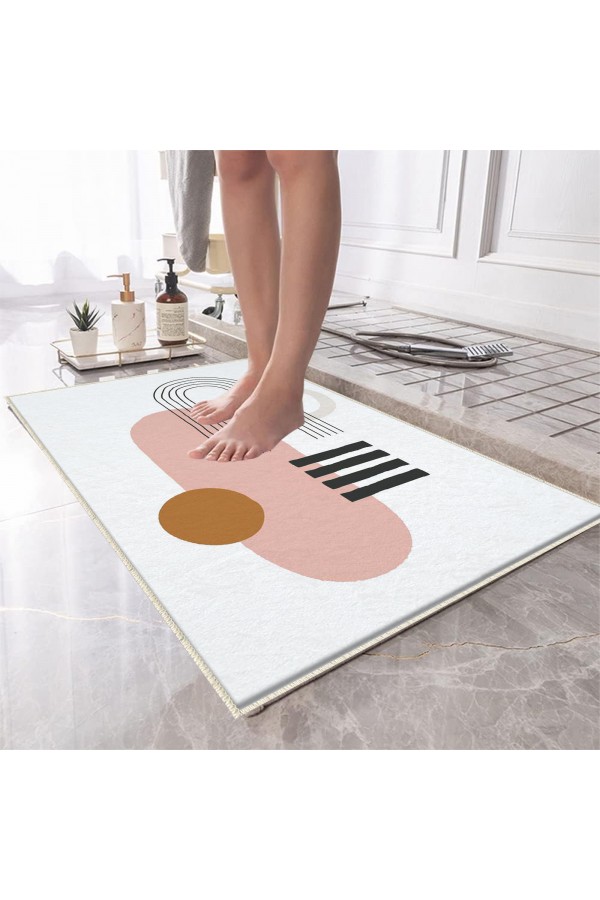 Kaktüs Desenli Tekli Banyo Paspas Halısı Kaymaz Yıkanabilir