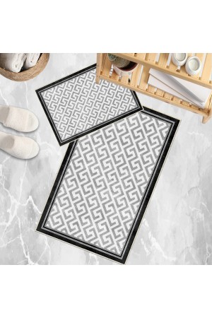 Mavi Eskitme Çizgi Desenli 2 li Klozet Takımı Banyo Paspas Halısı Kaymaz Yıkanabilir Mavi Eskitme Çizgi Desenli 2 li Klozet Takımı Banyo Paspas Halısı Kaymaz Yıkanabilir