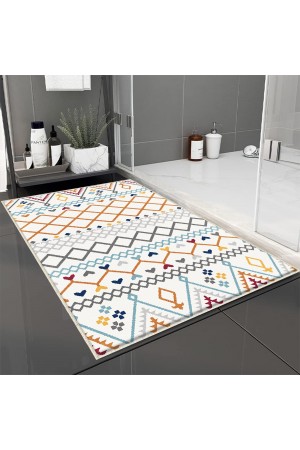 Renkli Çizgi Desenli Tekli Banyo Paspas Halısı Kaymaz Yıkanabilir Renkli Çizgi Desenli Tekli Banyo Paspas Halısı Kaymaz Yıkanabilir