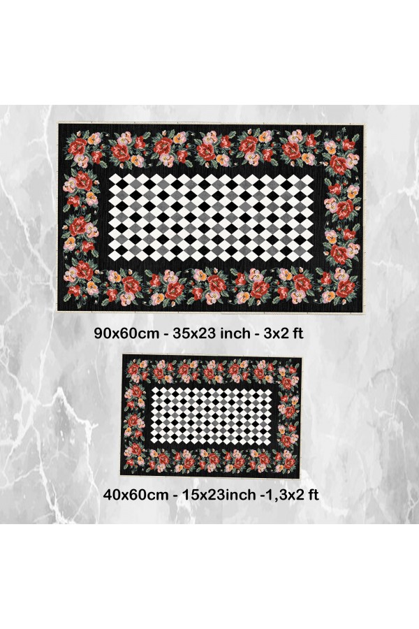 Retro Çiçekler Desenli 2 li Klozet Takımı Banyo Paspas Halısı Kaymaz Yıkanabilir Retro Çiçekler Desenli 2 li Klozet Takımı Banyo Paspas Halısı Kaymaz Yıkanabilir