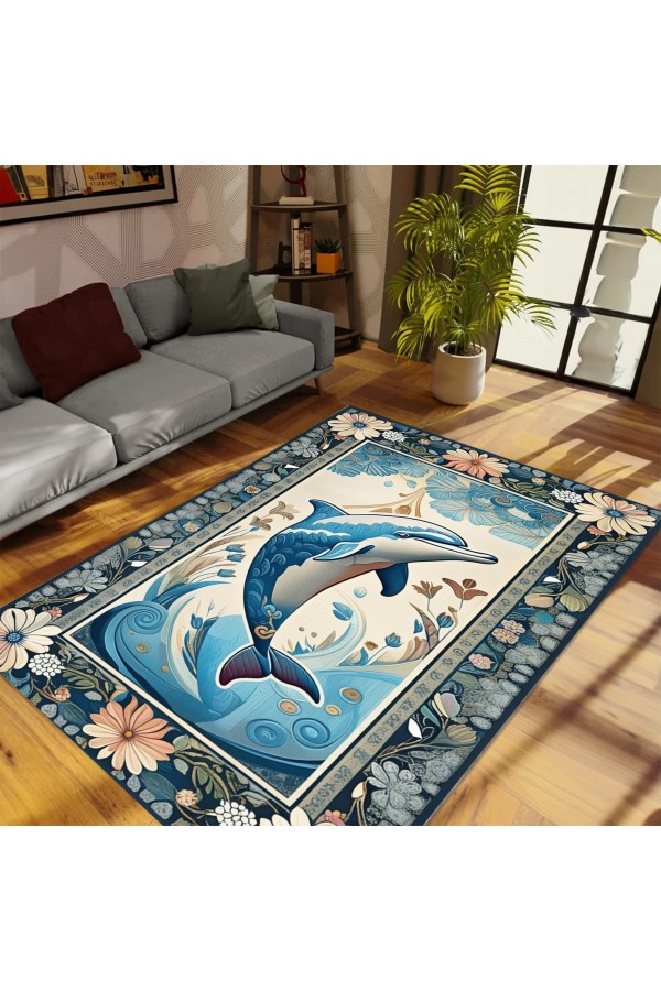 Yunus Denizci Marin Desenli Dokuma Şönil Kilim Halı Yıkanabilir Salon Oturma Odası Mutfak Halısı