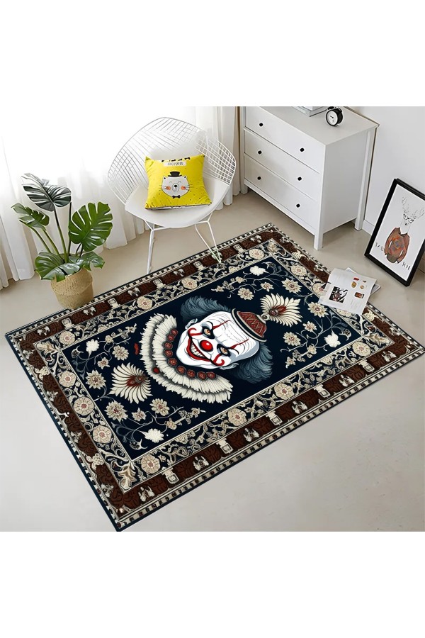 Gotik Korku Palyanço Desenli Dokuma Şönil Kilim Halı Yıkanabilir Salon Oturma Odası Mutfak Halısı