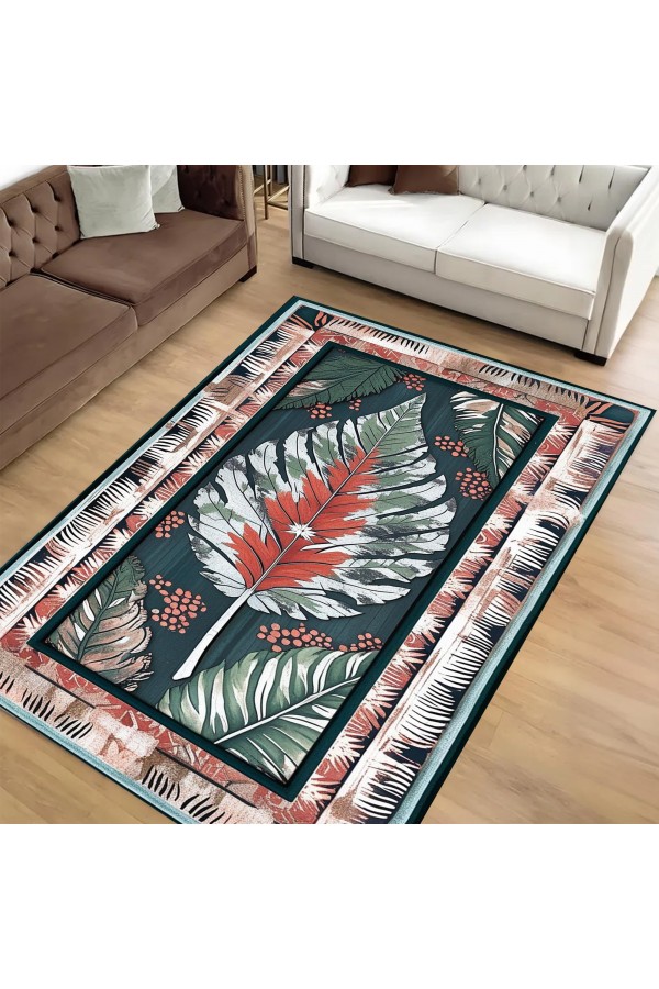 Vintage Yaprak Desenli Dokuma Şönil Kilim Halı Yıkanabilir Salon Oturma Odası Mutfak Halısı Vintage Yaprak Desenli Dokuma Şönil Kilim Halı Yıkanabilir Salon Oturma Odası Mutfak Halısı