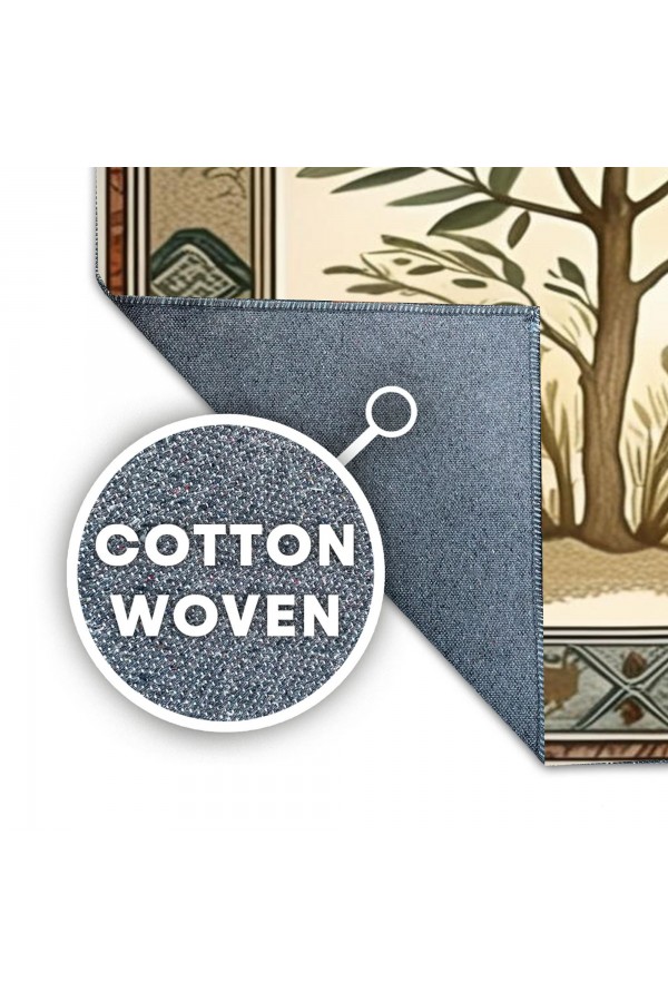 Zeytin Ağacı Desenli Dokuma Şönil Kilim Halı Yıkanabilir Salon Oturma Odası Mutfak Halısı