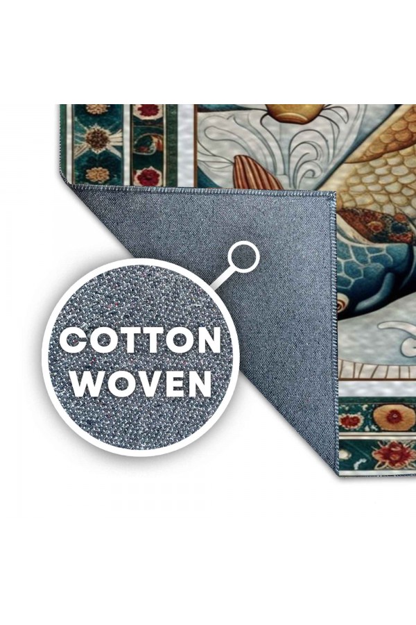 Renkli Balık Desenli Dokuma Şönil Kilim Halı Yıkanabilir Salon Oturma Odası Mutfak Halısı