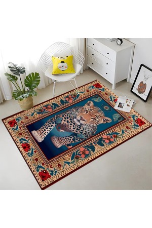 Leopar Desenli Dokuma Şönil Kilim Halı Yıkanabilir Salon Oturma Odası Mutfak Halısı Leopar Desenli Dokuma Şönil Kilim Halı Yıkanabilir Salon Oturma Odası Mutfak Halısı