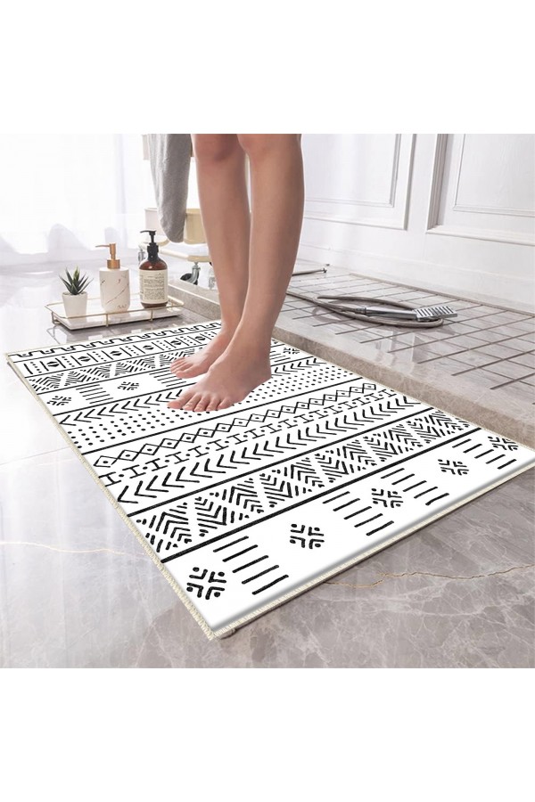 Yeşil Tropik Yapraklar Desenli Tekli Banyo Paspas Halısı Kaymaz Yıkanabilir