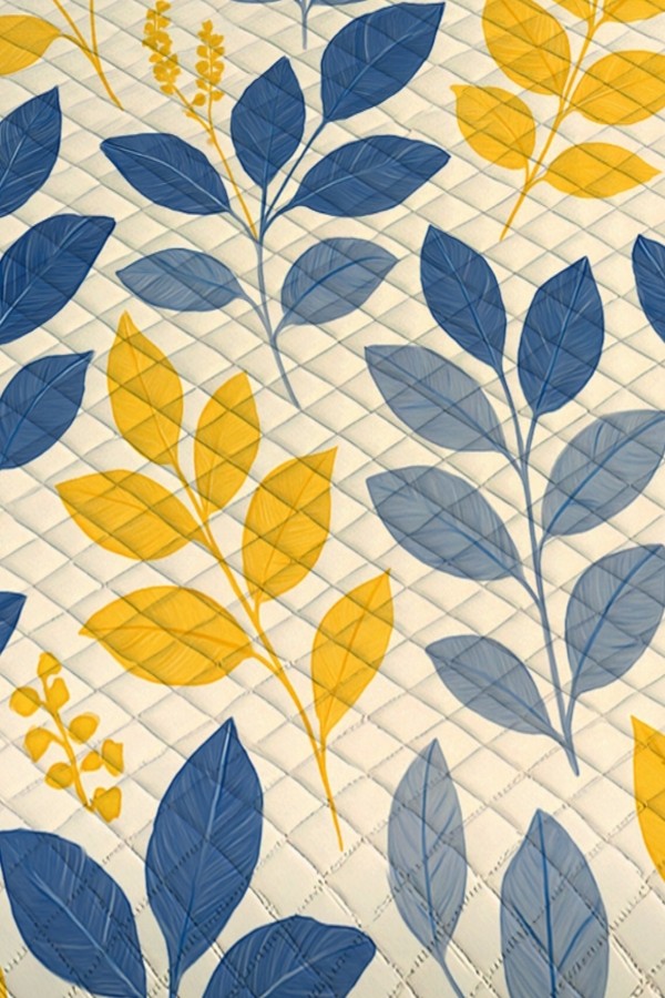 Sarı Lacivert Çiçek Desenli Çift Kişilik Pike Takımı Yatak Örtüsü Sarı Lacivert Çiçek Desenli Çift Kişilik Pike Takımı Yatak Örtüsü