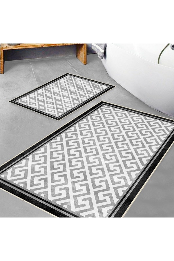Mavi Eskitme Çizgi Desenli 2 li Klozet Takımı Banyo Paspas Halısı Kaymaz Yıkanabilir Mavi Eskitme Çizgi Desenli 2 li Klozet Takımı Banyo Paspas Halısı Kaymaz Yıkanabilir