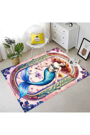 Deniz Kızı Desenli Dokuma Şönil Kilim Halı Yıkanabilir Salon Oturma Odası Çocuk Halısı Deniz Kızı Desenli Dokuma Şönil Kilim Halı Yıkanabilir Salon Oturma Odası Çocuk Halısı