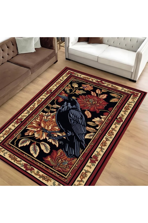 Gotik Karga Desenli Dokuma Şönil Kilim Halı Yıkanabilir Salon Oturma Odası Mutfak Halısı