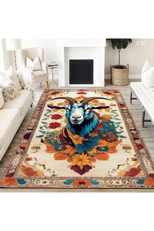 Keçi Desenli Dokuma Şönil Kilim Halı Yıkanabilir Salon Oturma Odası Mutfak Halısı Keçi Desenli Dokuma Şönil Kilim Halı Yıkanabilir Salon Oturma Odası Mutfak Halısı