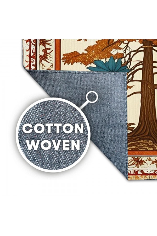 Sonbahar Ağaç Desenli Dokuma Şönil Kilim Halı Yıkanabilir Salon Oturma Odası Mutfak Halısı Sonbahar Ağaç Desenli Dokuma Şönil Kilim Halı Yıkanabilir Salon Oturma Odası Mutfak Halısı